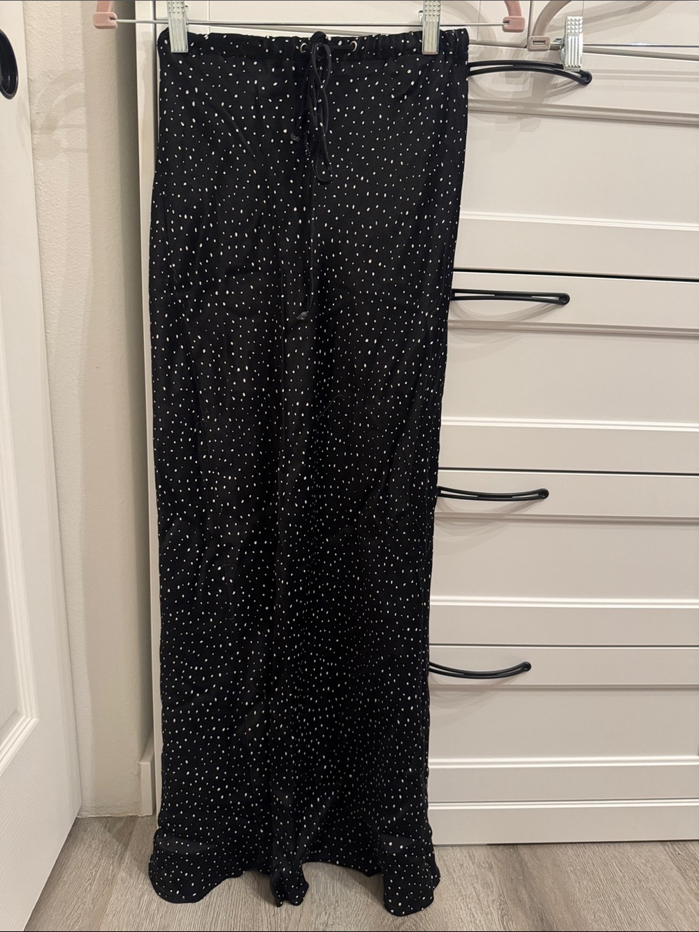 Black Polka Dot women’s maxi skirt